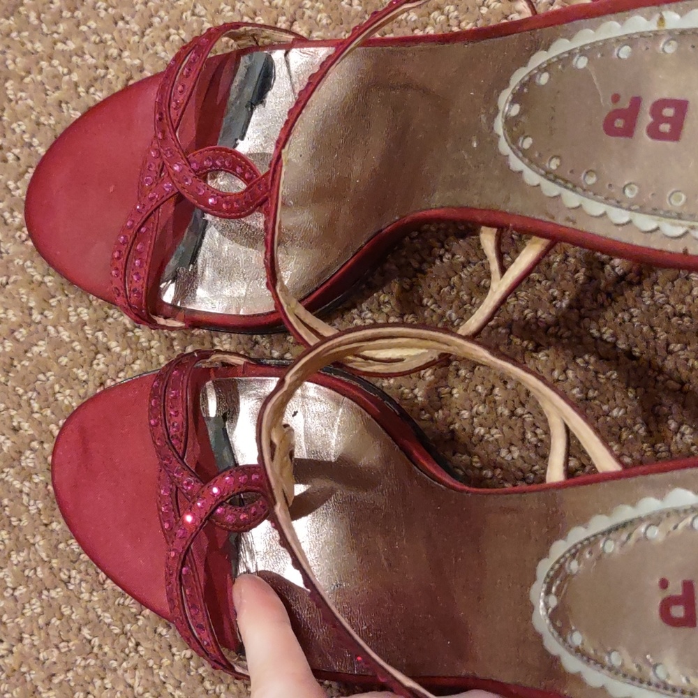 Raspberry, Fushia hot pink bling open toe heeled sandals, BP - Picture 8 of 12